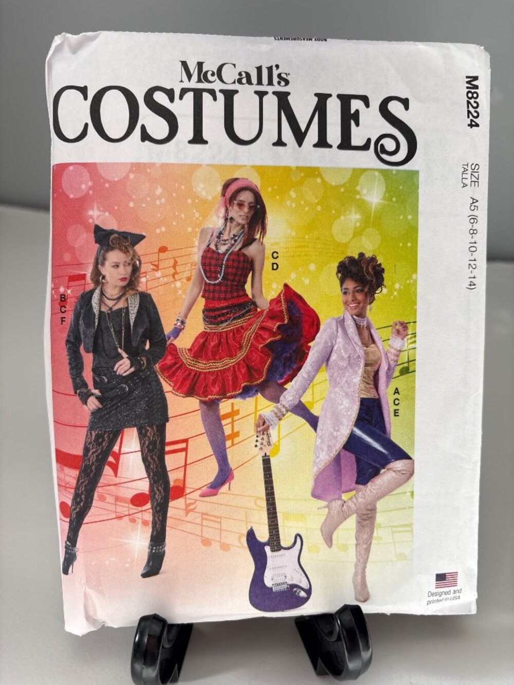 McCalls Costumes Pattern M8224 Size 6 10 12 14 Misses 80s-Inspired Party Uncut